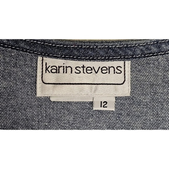 Karin Stevens Vintage Denim Jean Dress Jumper Button Down Women Size 12 - Picture 4 of 6
